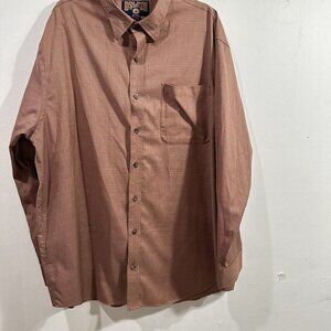 Duluth Trading Co Mens Button Down Red Orange Houndstooth‎ Print Long Sleeve XXL